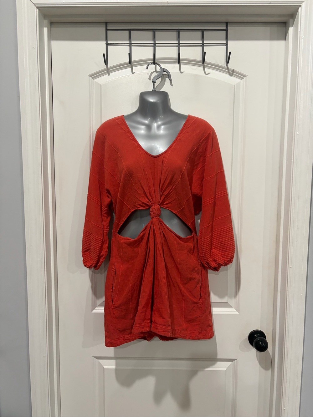 Free People Red Twist-Knot Cutout romper